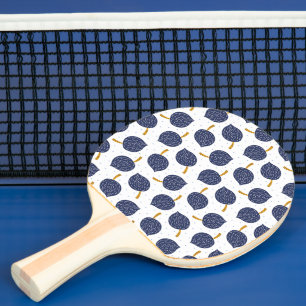 Navy Blue Abstract Flying Bomb Fruit Pattern Ping Pong Paddle