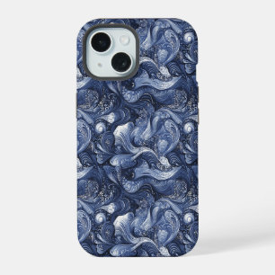Navy Blue Abstract iPhone 15 Case
