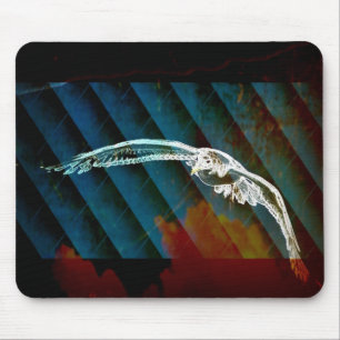 Navy Blue Abstract Ocean Birds gliding seagull Mouse Pad