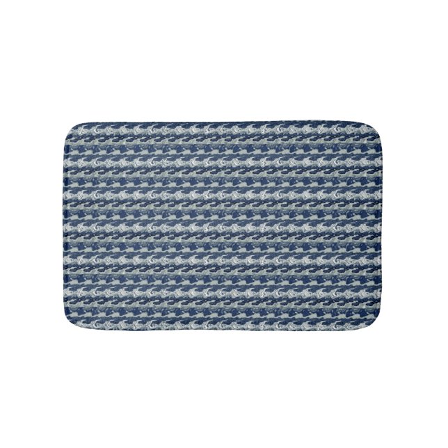 Navy Blue Abstract Pattern Bath Mat (Front)