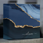 Navy Blue Agate Geode Gold Monogram Binder<br><div class="desc">Navy Blue and Gold Foil Agate Geode Monogram Beautiful Elegant Script Name Binder. This makes the perfect sweet 16, 13th, 15th, 16th, 18th, 21st, 30th, 40th, 50th, 60th, 70th, 80th, 90th, 100th birthday, wedding, bridal shower, anniversary, baby shower, graduation or bachelorette party gift for someone decorating her room in modern...</div>