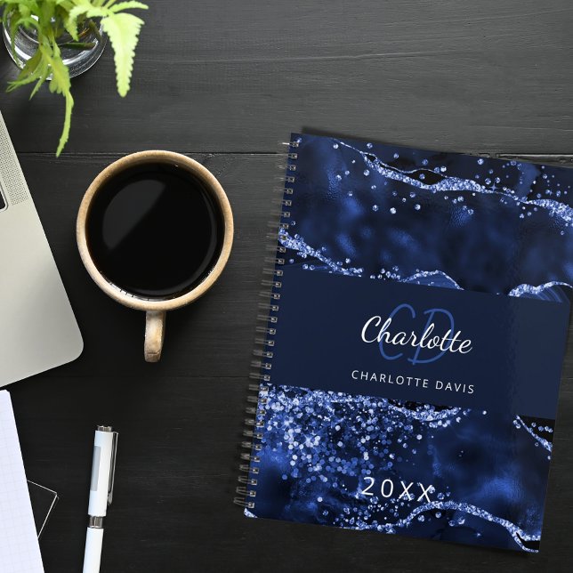 Navy blue agate marble monogram 2027 planner (Creator Uploaded)