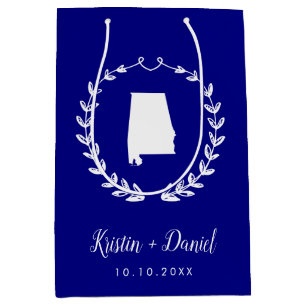 Navy Blue Alabama Map Wedding Welcome Swag Medium Gift Bag