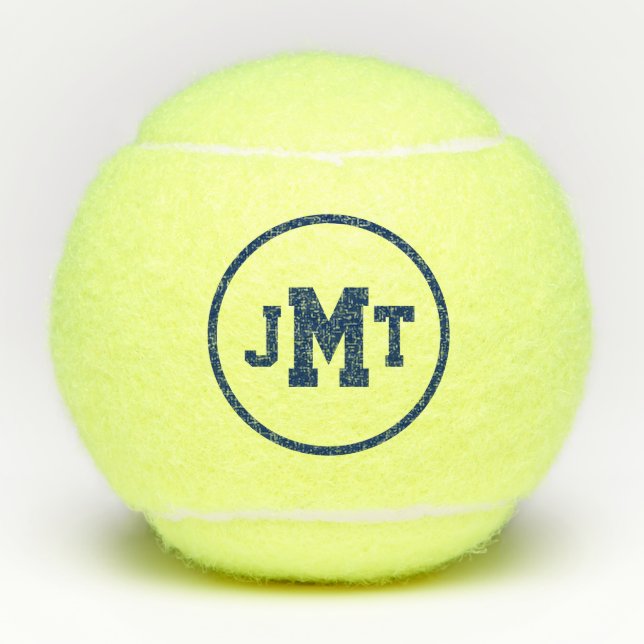 Navy Blue All-American Monogram Tennis Balls (Front)