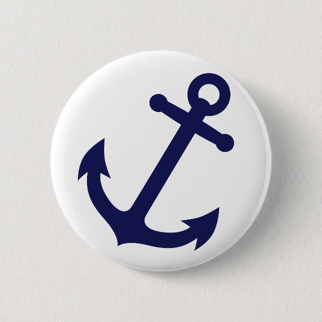 Navy Blue Anchor 2 Inch Round Button (Front)