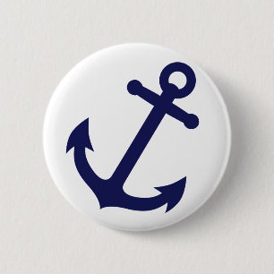 Navy Blue Anchor 2 Inch Round Button