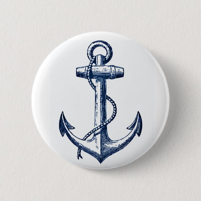 Navy Blue Anchor 2 Inch Round Button (Front)