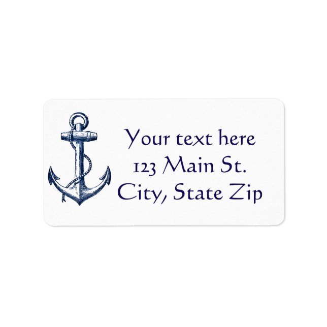 Navy Blue Anchor Address Label (Front)