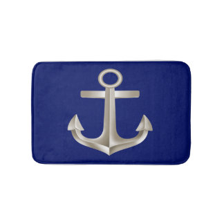 Navy Blue Anchor Bathmat