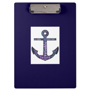 Navy Blue Anchor Clipboard