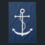 Navy Blue Anchor Kitchen Towel<br><div class="desc">Nautical design</div>