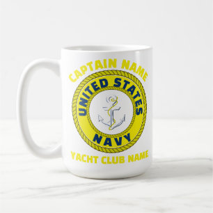 Navy blue Anchor nautical captain sailing summer  Coffee Mug