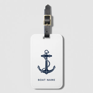 Navy Blue Anchor Nautical Custom Family Cruise Luggage Tag