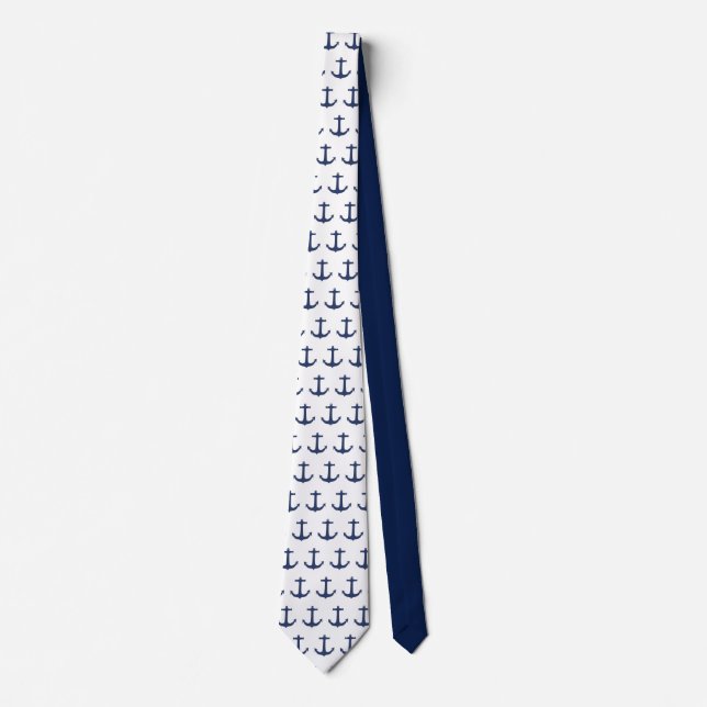 Navy Blue Anchor Nautical Sailor Tie (Front)