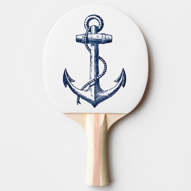 Navy Blue Anchor Ping Pong Paddle (Front)