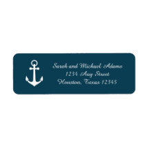Navy Blue Anchor Return Address Label