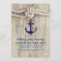 Navy Blue Anchor Rustic Nautical Birthday