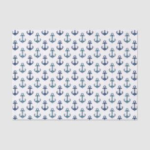 Navy Blue Anchor Sailing Two-Tone Nautical Tissue Paper