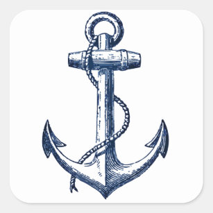 Navy Blue Anchor Square Sticker