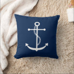 Navy Blue Anchor Throw Pillow<br><div class="desc">Nautical design.</div>