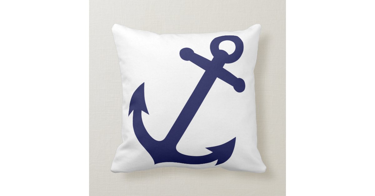 Navy Blue Anchor Throw Pillow Zazzle Ca