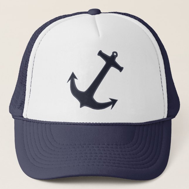 Navy Blue Anchor Trucker Hat (Front)