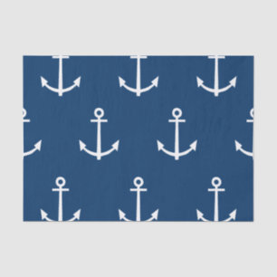 Navy Blue Anchors Pattern 1 Tissue Paper