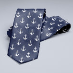 Navy Blue Anchors Pattern Tie<br><div class="desc">Stylish nautical design perfect for casual days at the office or a weekend at the beach.</div>
