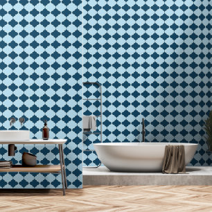 Navy blue and baby blue moroccan pattern wallpaper