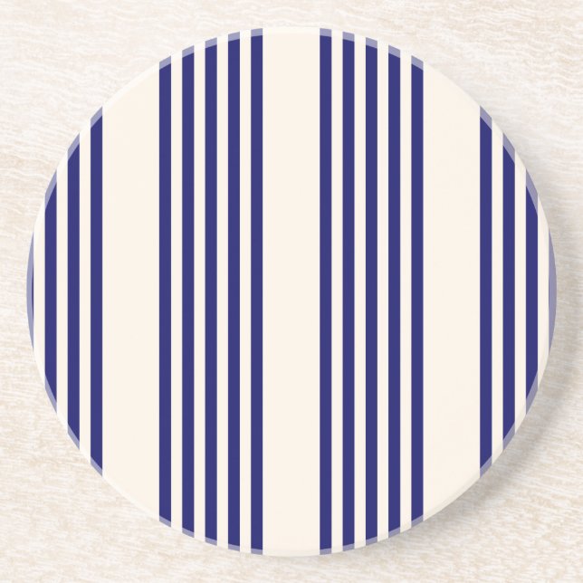Navy blue and beige five stripes pattern coaster (Front)