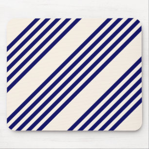 Navy blue and beige five stripes pattern mouse pad