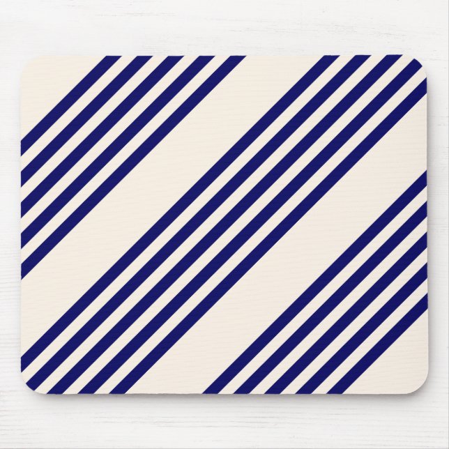 Navy blue and beige five stripes pattern mouse pad (Front)