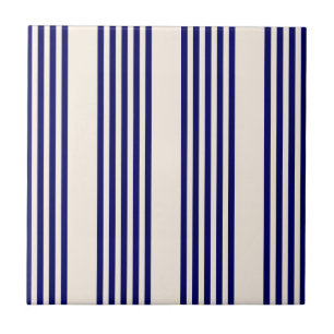 Navy blue and beige five stripes pattern tile