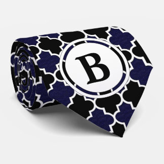 Navy Blue and Black Custom Monogram Initial Tie