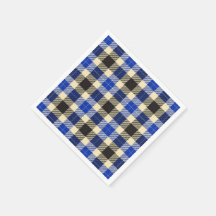 Navy Blue and Black Tartan Plaid Paper Napkins