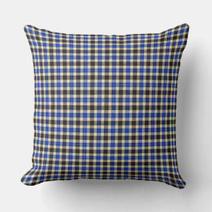 Navy Blue and Black Tartan Plaid Square Pillow