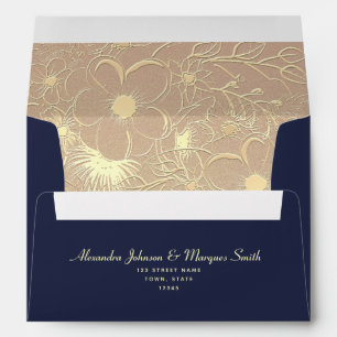 Navy Blue and Blush Pink 5x7 Envelope