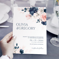 Navy Blue and Blush Pink Bouquet Wedding