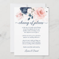 Navy Blue and Blush Pink Floral Chang of Plans