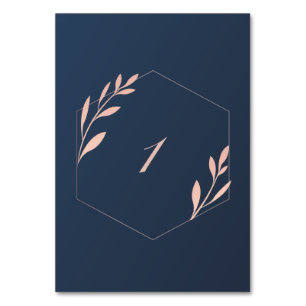 Navy Blue and Blush Pink Table number