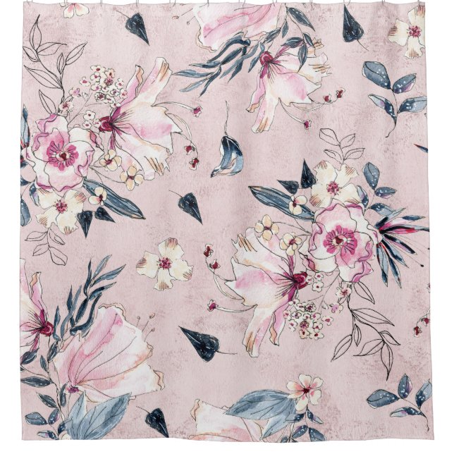 Navy Blue and Blush Watercolor Flowers (Front)