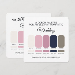 Navy Blue and Blush Wedding Colour Palette Card