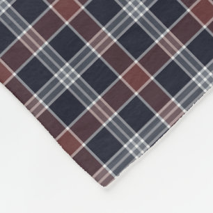 Navy Blue and Burgundy Plaid Fleece Blanket