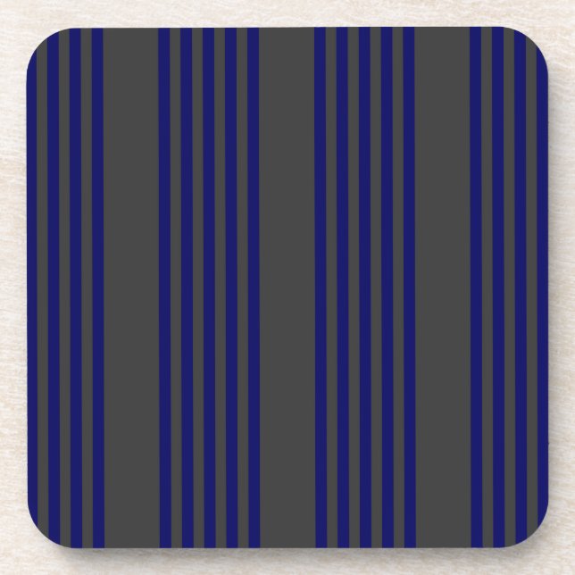Navy blue and charcoal five stripes pattern coaster (Front)