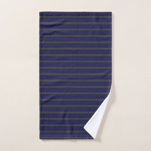 Navy blue and charcoal five stripes pattern hand towel (Hand Towel)