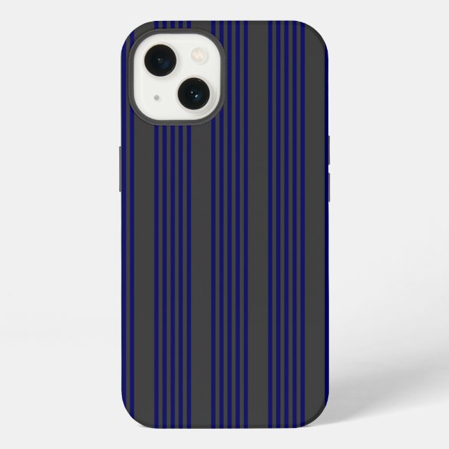 Navy blue and charcoal five stripes pattern iPhone case (Back)