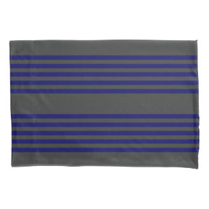 Navy blue and charcoal five stripes pattern pillowcase