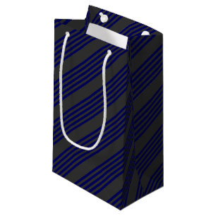 Navy blue and charcoal five stripes pattern small gift bag