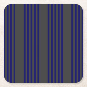 Navy blue and charcoal five stripes pattern square paper coaster