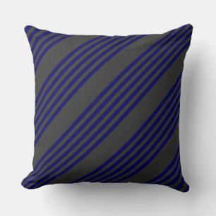 Navy blue and charcoal five stripes pattern throw pillow